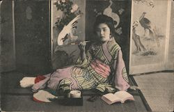 Geisha reclining Japan Postcard Postcard Postcard