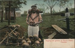 Digging old graves at Mount Hope Panama Postcard