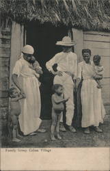 Family Group Cuban Village Postcard