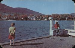 People on Steamboat Deck at Lake George Village Near "Million Dollar Beach" Travel Postcard Postcard Postcard