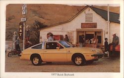 1977 Buick Skyhawk in Front of Gas Station Postcard