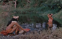 Women Bathing, Tahitian Rivers Postcard