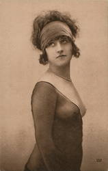 Woman With Sheer Drape Over One Shoulder and Breast Postcard