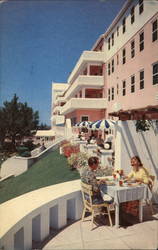 Couple Dining on a Terrace at Elbow Beach Surf Club in Bermuda Postcard Postcard Postcard