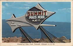 Summit of Pikes Peak Altitude 14,110 Feet Colorado Postcard Postcard Postcard