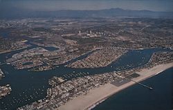 Aerial View of the City and Ocean Postcard