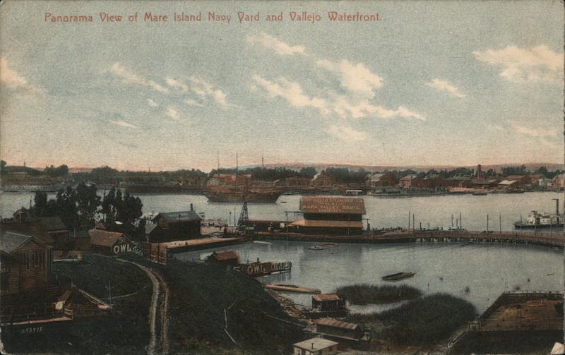 Panorama View of Mare Island Navy Yard and Vallejo Waterfront California