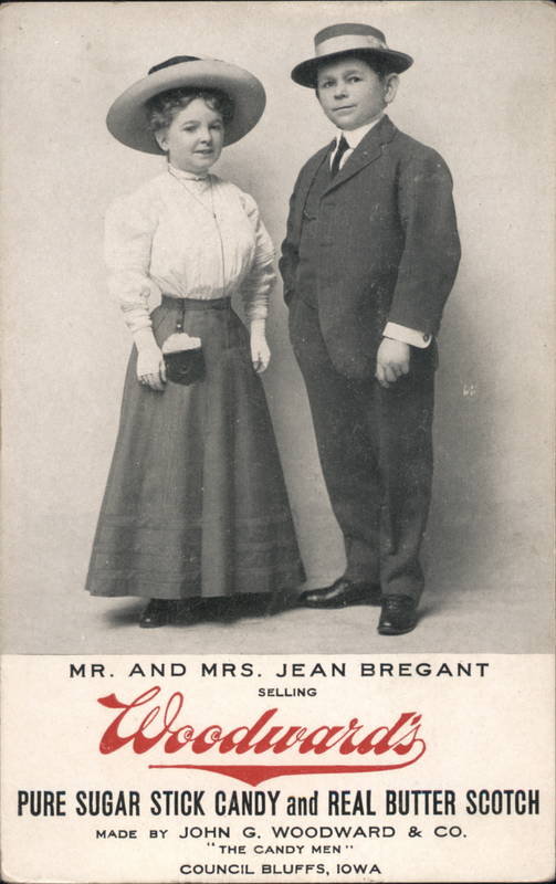Mr. and Mrs. Jean Bregant selling Woodward's Council Bluffs Iowa
