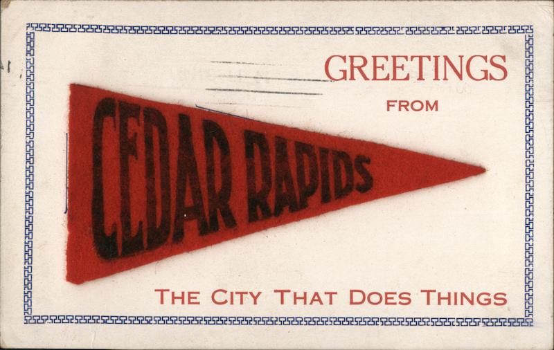 Felt Pennant Flag with Cedar Rapids Greeting Card Iowa