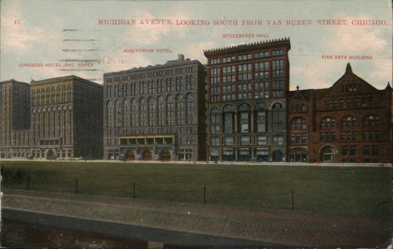 Michigan Avenue, Looking South From Van Huren Street Chicago Illinois