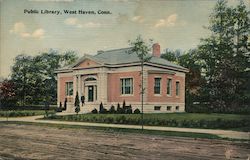 Exterior View of the Public Library West Haven, CT Postcard Postcard Postcard