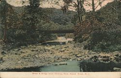 Brook & Bridge Below Chimney Rock Postcard