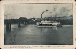 General View of Boat Landing and Columbus Iron Works Postcard