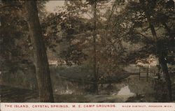 The Island, Crystal Springs, M.E. Camp Grounds in Niles District, Pokagon, Michigan Postcard