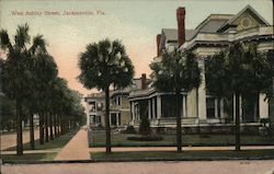 Looking down West Ashley Street Jacksonville, FL Postcard Postcard Postcard