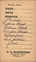 G.A. Schneider Red & White Store Shopping List Postcard