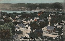 Birdseye View of Town Rising Sun, IN Postcard Postcard Postcard