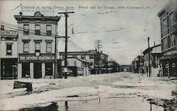 Colerain & Spring Grove Avenues Flood and Ice Gorge 1918 Postcard