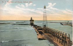 Breakwater and Channel Holland, MI Postcard Postcard Postcard