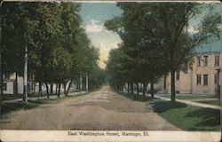 Looking down East Washington Street Postcard