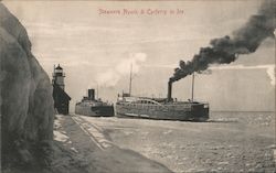 Steamers Nyack & Carferry in Ice Postcard