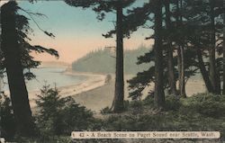 A Beach Scene on Puget Sound Seattle, WA Postcard Postcard Postcard