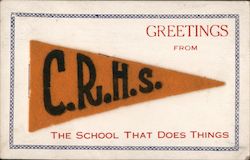 Felt Flag Cedar Rapids High School The School that Does Things Iowa Postcard Postcard Postcard