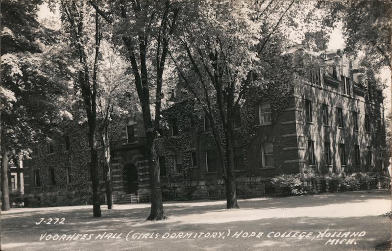 Voorhees Hall (Girl's Dormitory) Hope College Holland, MI Postcard