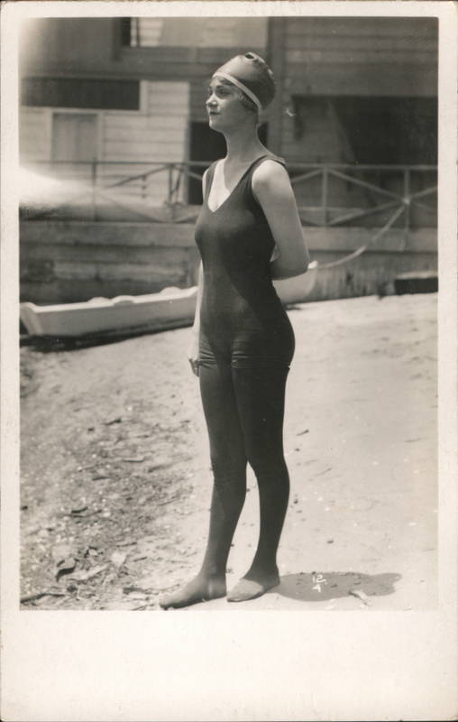 Flapper Woman in full length bathing suit Swimsuits & Pinup