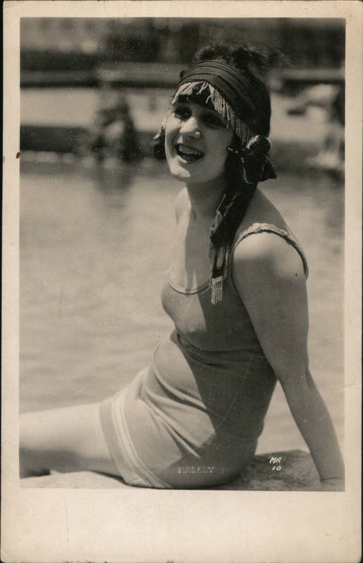 Laughing woman in swimsuit Flapper Swimsuits & Pinup