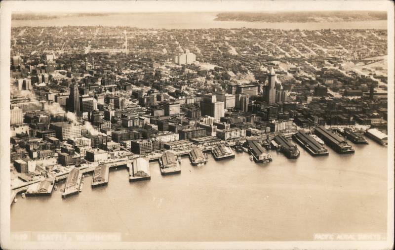 Aerial view of harbor Seattle Washington