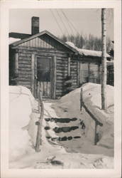 1955 Front Door of Log House 941 David Place Original Photograph