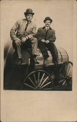 Men on wagon Postcard