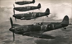 British Spitfire Fighters in Formation World War II Postcard Postcard Postcard