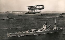 Torpedo Carrying Aircraft above H.M.S. "Nelson" & Other British Warships Postcard