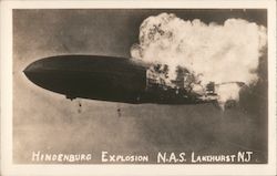 Hindenburg Explosion Lakehurst, NJ Postcard Postcard Postcard