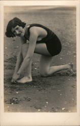 Woman on sand Swimsuits & Pinup Postcard Postcard Postcard