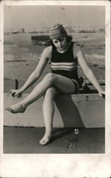 Flapper Girl in Bathing Suit Postcard