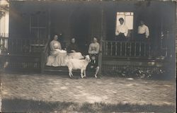 Women, boy and goat Postcard