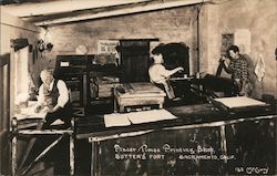 Interior View of Placer Times Printing Shop Postcard