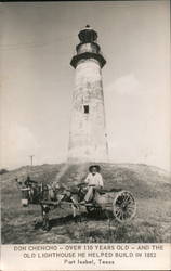 Don Chencho - Over 110 Years Old - and the Old Lighthouse He Helped Build in 1852 Port Isabel, TX Postcard Postcard Postcard