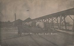 Rare: Lighthouse dock, buoys Fort Dade Egmont Key Postcard