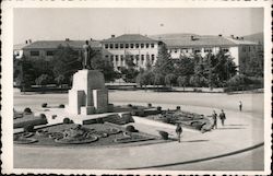 Ataturk statue and Muğla Girls Primary Teacher's School Turkey Postcard Postcard Postcard