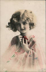 Girl holds grapes Children Postcard Postcard Postcard