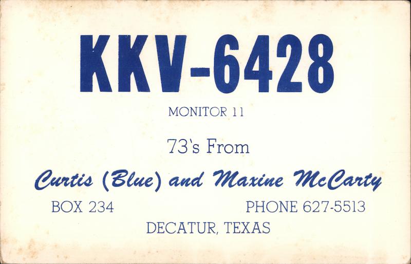 KKV-6428 Curtis (Blue) and Maxine McCarty Decatur Texas
