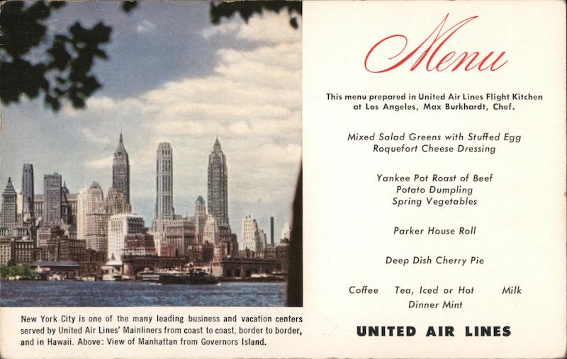 United Airlines Menu Airline Advertising