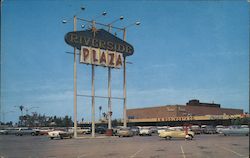 Riverside Plaza shopping center sign and parking lot California Postcard Postcard Postcard