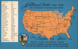 National Park Service Map Celebrating 50th Anniversary of the National Park Service Postcard