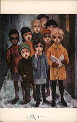 "Peace on Earth" - Big Eyed Kids, Walter Keane Modern Margaret Keane Postcard Postcard Postcard
