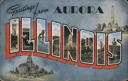 Greetings from Aurora Illinois Postcard Postcard Postcard